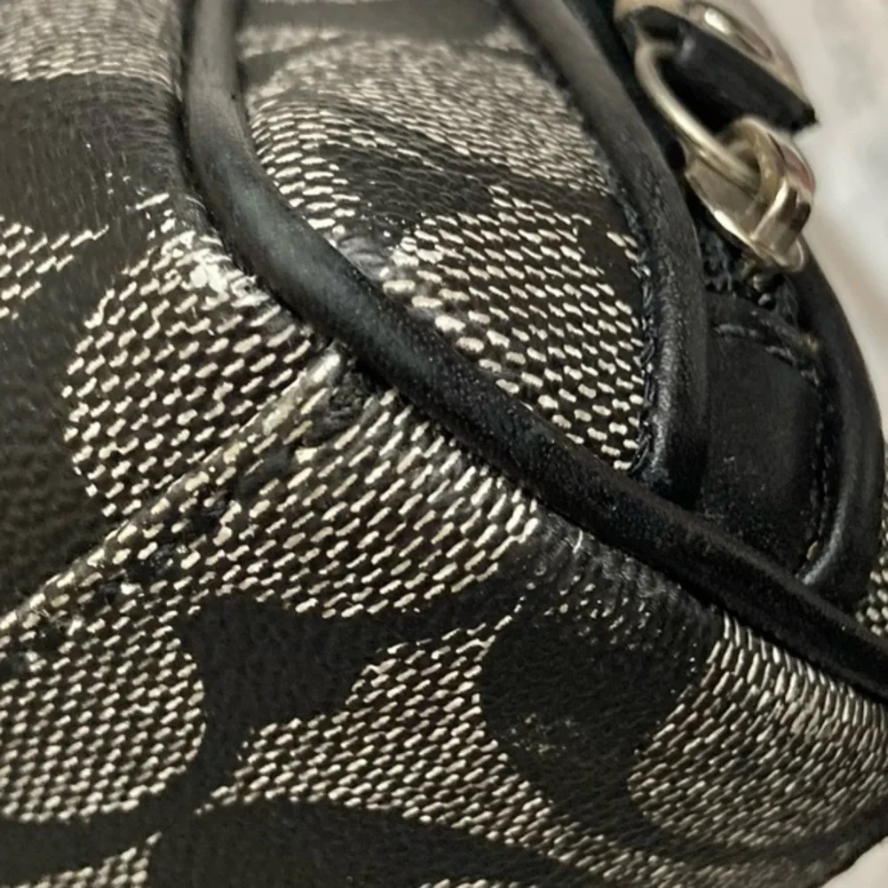 Coach black gray legacy striped signature clutch bag